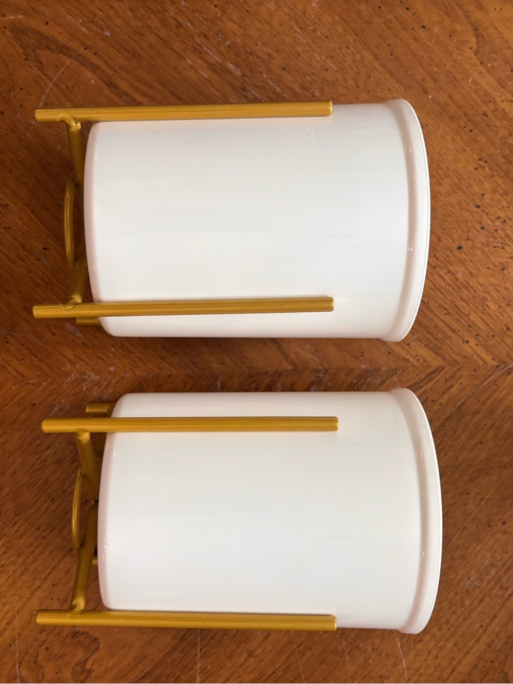 Lifewit White plastic utensil holders with Gold Metal Stands - Set of 2